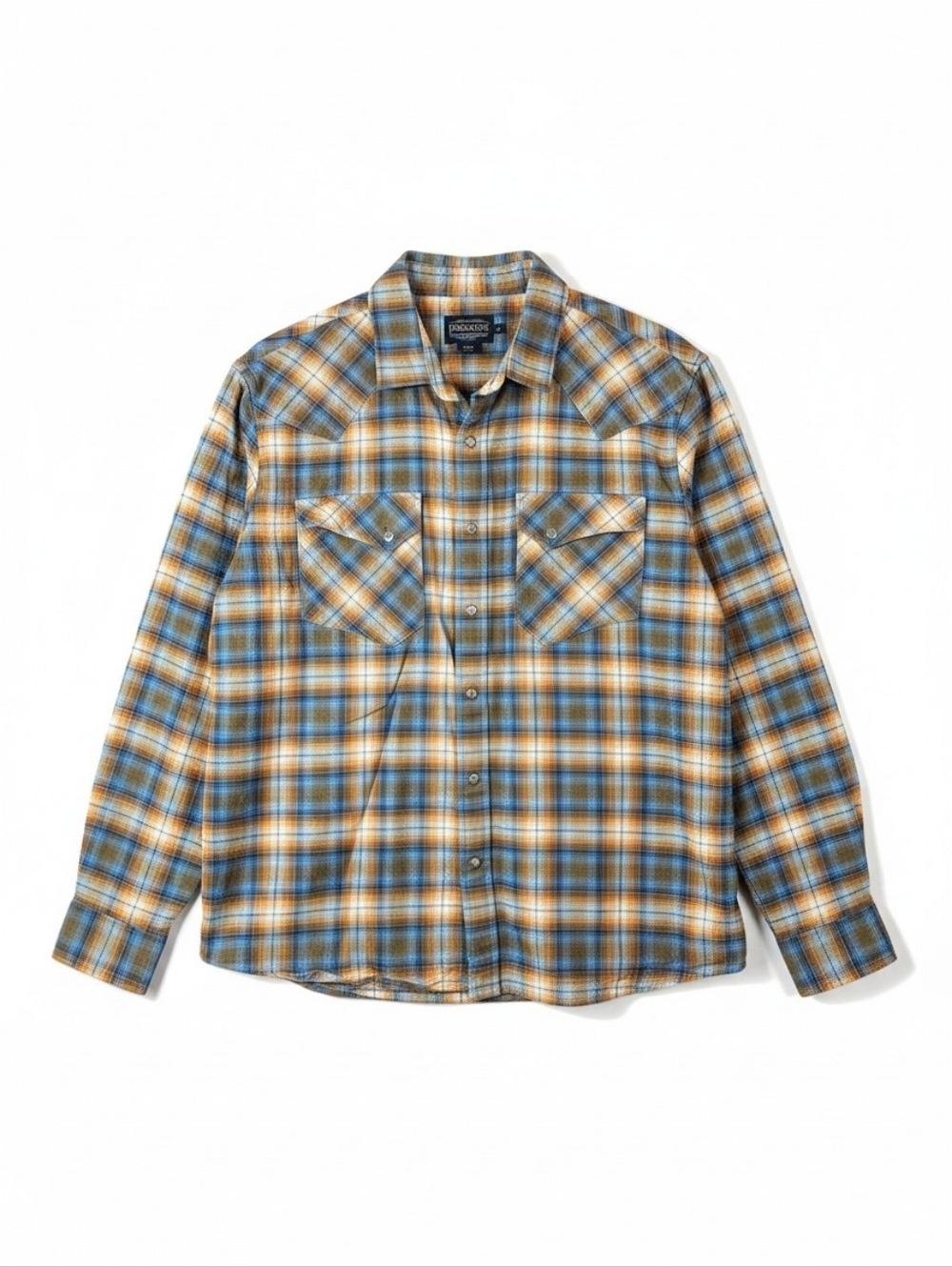 Pendleton Flannel Shirt Men’s XL Blue Orange Plaid Western Long Sleeve Button Up